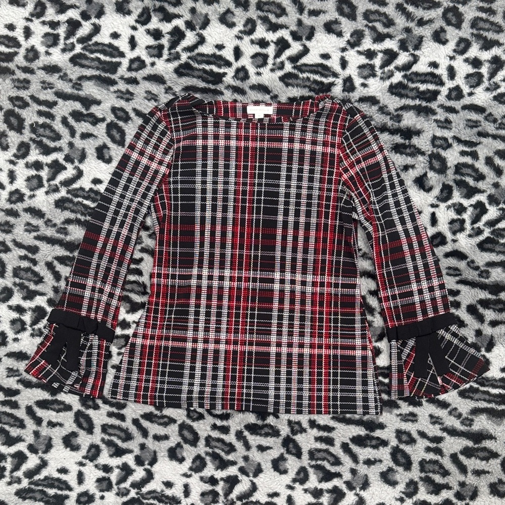 Charter Club Red and Black Plaid Top